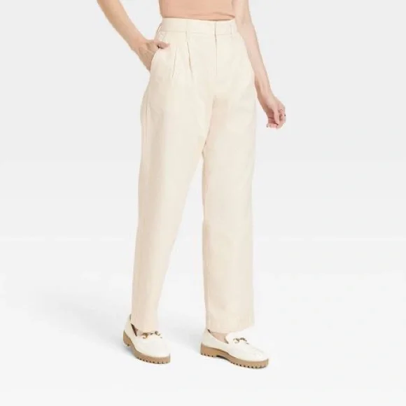 Women's High-Rise Pleat Front Straight Chino Pants - A New Day. Size 6. NWOT. - Picture 1 of 7